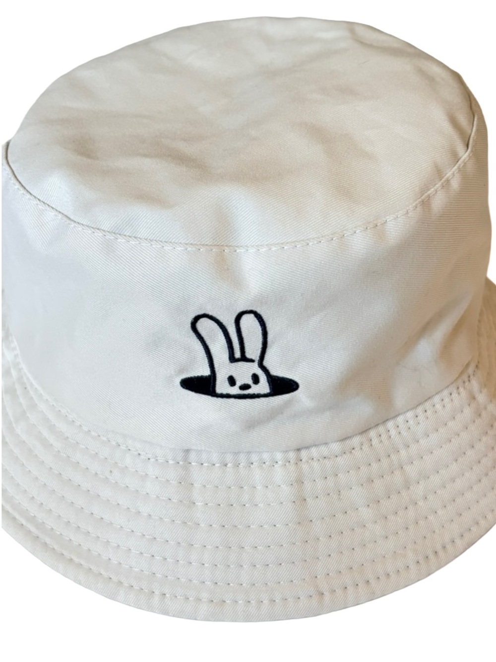White Bucket Hat with Bunny Embroidered Logo